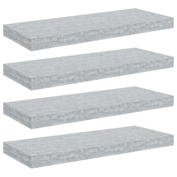 vidaXL Estantes flotantes pared 4 uds MDF gris hormig&oacute;n 60x23,5x3,8 cm