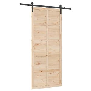 vidaXL Puerta Corredera Natural 80 x 208 cm Madera de Pino Maciza