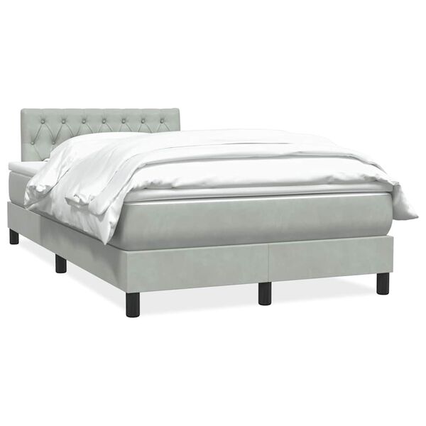 vidaXL Cama box spring con colch&oacute;n terciopelo gris claro 120x210 cm
