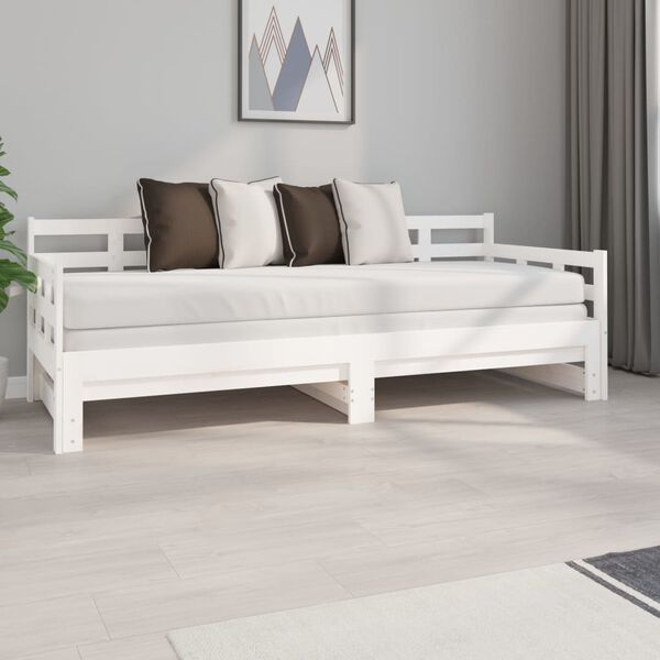 vidaXL Sofá cama extraíble madera maciza de pino blanco 2x(80x200) cm