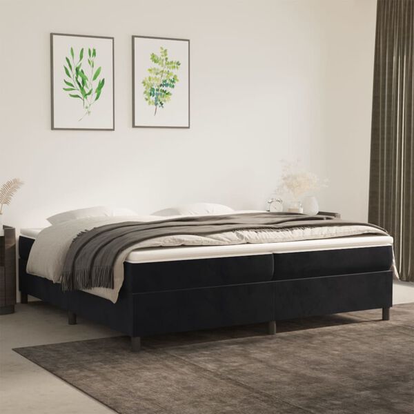 vidaXL Cama box spring con colch&oacute;n terciopelo negro 200x200 cm