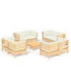 vidaXL Muebles de jard&iacute;n 9 piezas cojines madera de pino color crema