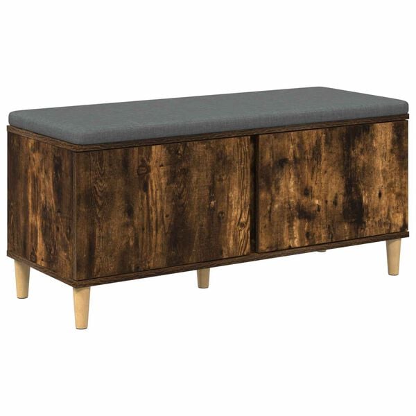 vidaXL Banco de entrada con coj&iacute;n Roble ahumado 100 x 38 x 46 cm