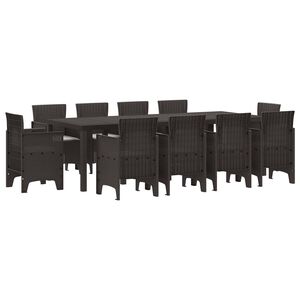 vidaXL Conjunto de Comedor de Jard&iacute;n 11 pcs Marr&oacute;n Polipropileno