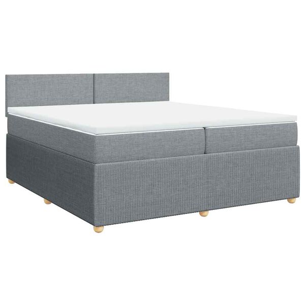 vidaXL Cama box spring con colch&oacute;n tela gris claro 200x200 cm