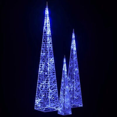 vidaXL Set de cono de luz LED decorativo acrílico azul 30/45/60cm