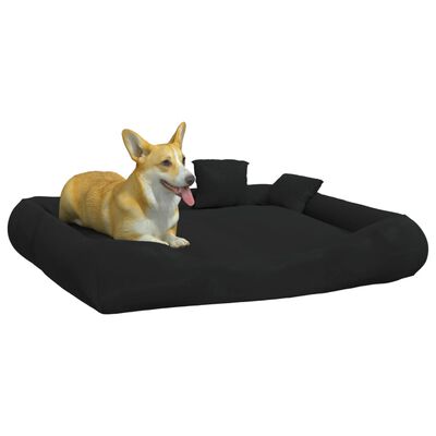 vidaXL Cojín para perros con almohadas tela oxford negro 115x100x20cm