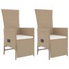 vidaXL Set comedor de jard&iacute;n 3 pzas con cojines rat&aacute;n sint&eacute;tico beige