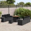 vidaXL Conjunto de sof&aacute; de jard&iacute;n 9 pcs Negro Rattan de Poli&eacute;ster
