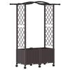 vidaXL Cama elevada con trellis y techo Marr&oacute;n 125 x 40 x 144 cm PP