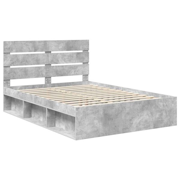vidaXL Estructura de cama Concreto 140 x 200 cm Madera de pino macizo
