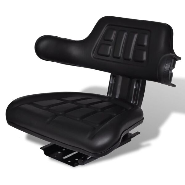 vidaXL Asiento de tractor con respaldo negro
