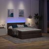 vidaXL Cama otomana con colch&oacute;n LED marr&oacute;n oscuro 140x190 cm tela