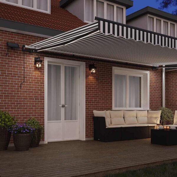 vidaXL Toldo retr&aacute;ctil manual con luz LED antracita y blanco 500x300cm