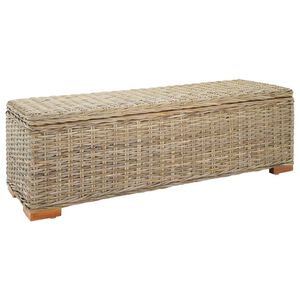vidaXL Caja de almacenaje madera de caoba y rat&aacute;n Kubu natural 110 cm