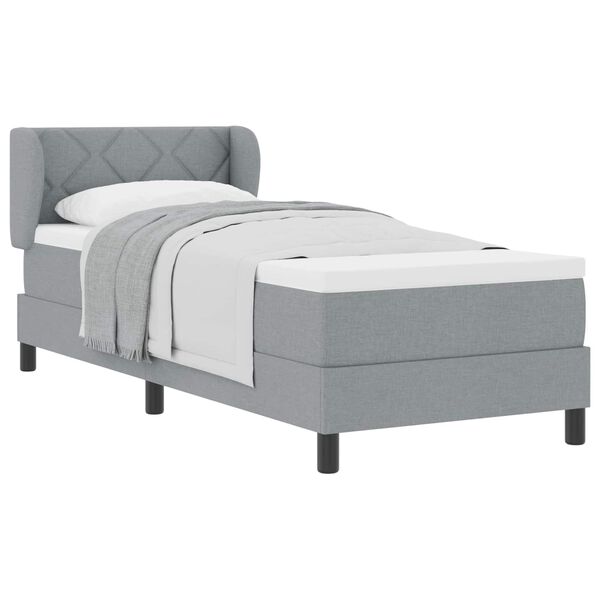 vidaXL Cama tipo Box Spring con colch&oacute;n Gris claro 80 x 200 cm tela