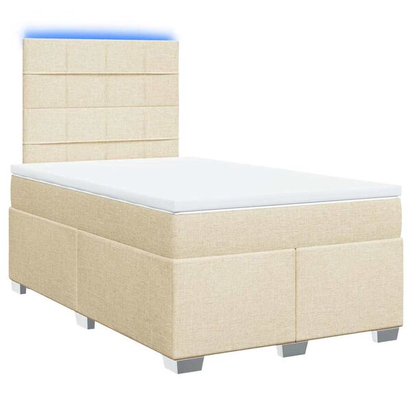 vidaXL Cama box spring con colch&oacute;n tela color crema 120x200 cm