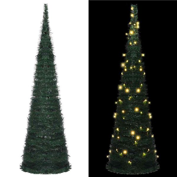 vidaXL &Aacute;rbol de Navidad emergente preiluminado con luces verde 210 cm