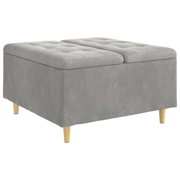vidaXL Otomano de almacenamiento Gris Claro 80 x 80 x 45 cm Terciopelo