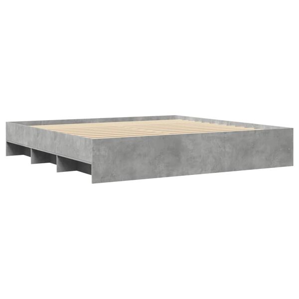 vidaXL Estructura de cama madera de ingenier&iacute;a gris hormig&oacute;n 200x200cm