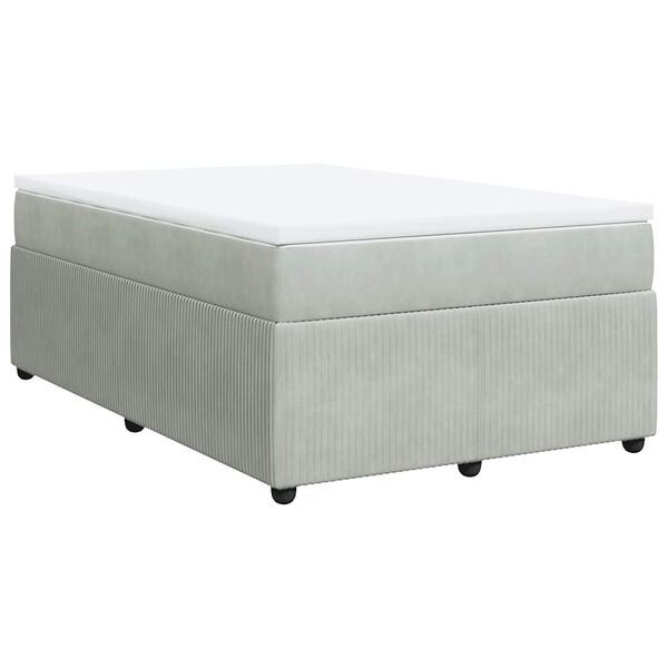 vidaXL Cama box spring con colch&oacute;n terciopelo gris claro 120x200 cm