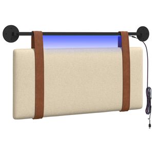 vidaXL Cabecero colgante Con luz LED Crema PU antiguo