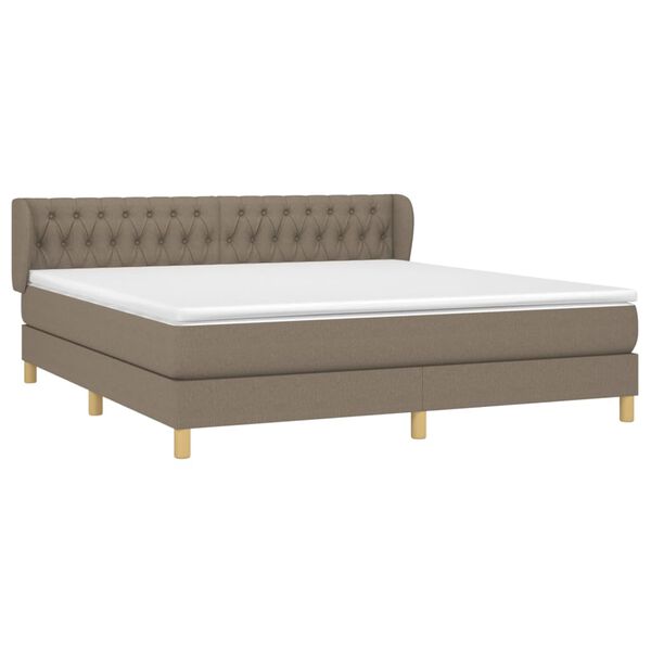 vidaXL Cama box spring con colch&oacute;n tela gris taupe 180x200 cm
