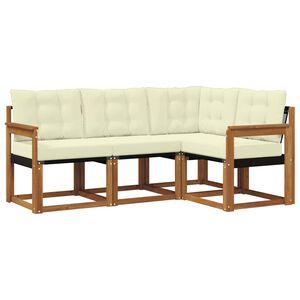 vidaXL Conjunto de sof&aacute;s de exterior 4 uds. Natural y Crema