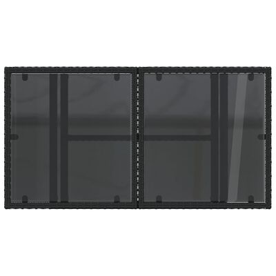 vidaXL Mesa de jardín superficie de vidrio ratán PE negro 100x55x73 cm