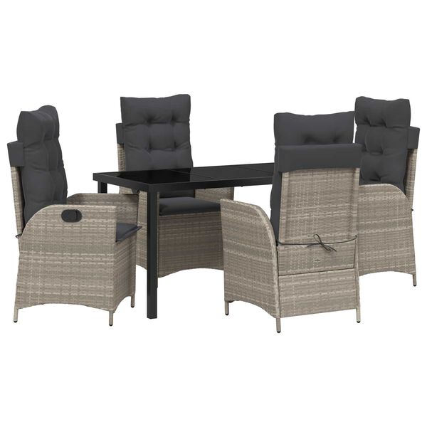 vidaXL Conjunto de Comedor de Jard&iacute;n 5 pcs Gris Claro rat&aacute;n sint&eacute;tico