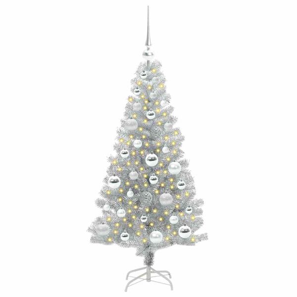 vidaXL &Aacute;rbol de Navidad con 150 LED con soporte Plateado 120 cm PET