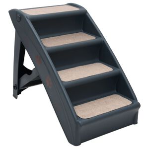 vidaXL Escalera para perros plegable de 4 pelda&ntilde;os gris oscuro