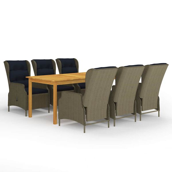 vidaXL Juego de comedor para jard&iacute;n 7 piezas marr&oacute;n