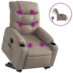 vidaXL Sill&oacute;n reclinable de masaje el&eacute;ctrico cuero sint&eacute;tico capuchino