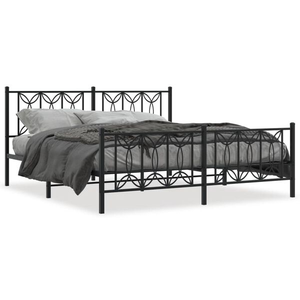 vidaXL Estructura cama sin colchón con estribo metal negro 183x213 cm
