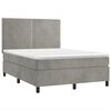 vidaXL Cama box spring colch&oacute;n y LED terciopelo gris claro 140x200 cm