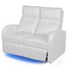 vidaXL Sill&oacute;n de 2 plazas con LED cuero sint&eacute;tico blanco