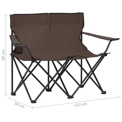 vidaXL Silla de camping plegable de 2 plazas acero y tela gris taupe