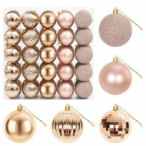vidaXL Juego de bolas navide&ntilde;as 50 uds. Oro Rosa Di&aacute;m. 8 cm