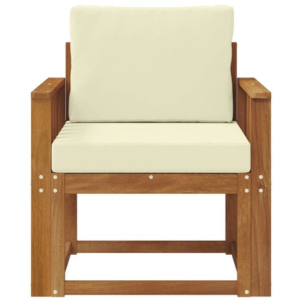 vidaXL Sof&aacute; de exterior Madera de Acacia S&oacute;lida y Poli&eacute;ster Natural