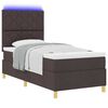 vidaXL Cama Box Spring LED con colch&oacute;n Marr&oacute;n Oscuro 90 x 200 cm tela