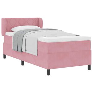 vidaXL Cama tipo Box Spring con colch&oacute;n Rosa 100 x 200 cm Terciopelo