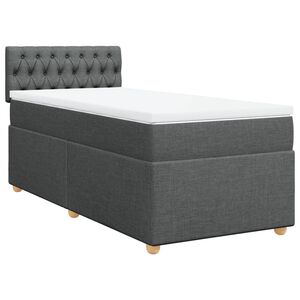 vidaXL Cama box spring individual con colch&oacute;n tela gris oscuro