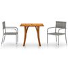 vidaXL Juego de comedor de jard&iacute;n de 3 piezas gris