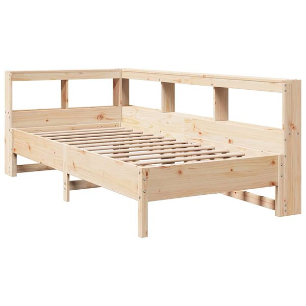 vidaXL Cama con estanter&iacute;a sin colch&oacute;n madera maciza de pino 75x190 cm