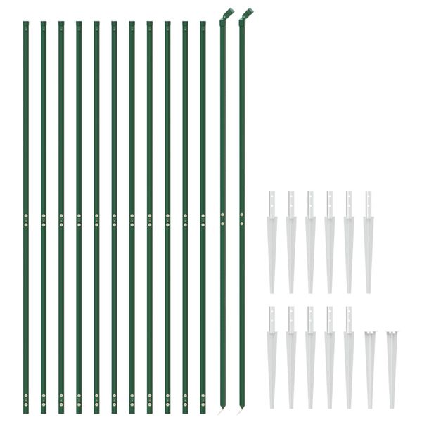 vidaXL Cerca de alambre con pinchos de anclaje verde 1,4x25 m