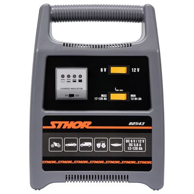 Sthor Cargador de batería con LED 6/12V 8A 120Ah
