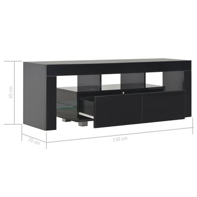 vidaXL Mueble de TV con luces LED negro brillante 130x35x45 cm