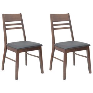 vidaXL Sillas de comedor 2 uds. Madera de Caucho S&oacute;lido Marr&oacute;n Claro