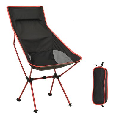 vidaXL Silla de camping plegable PVC y aluminio negro